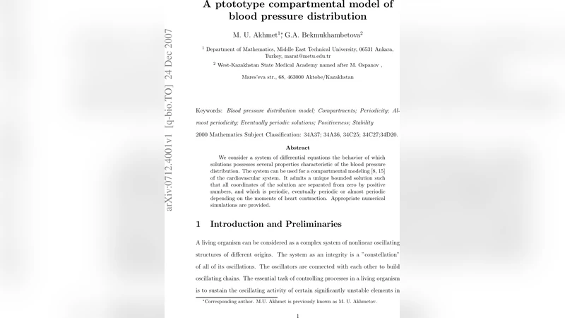 혈압 분포를 위한 새로운 구획 모델