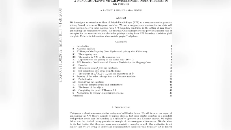 KK 이론에서 비가환 아티야 파디 시몬 인덱스 정리