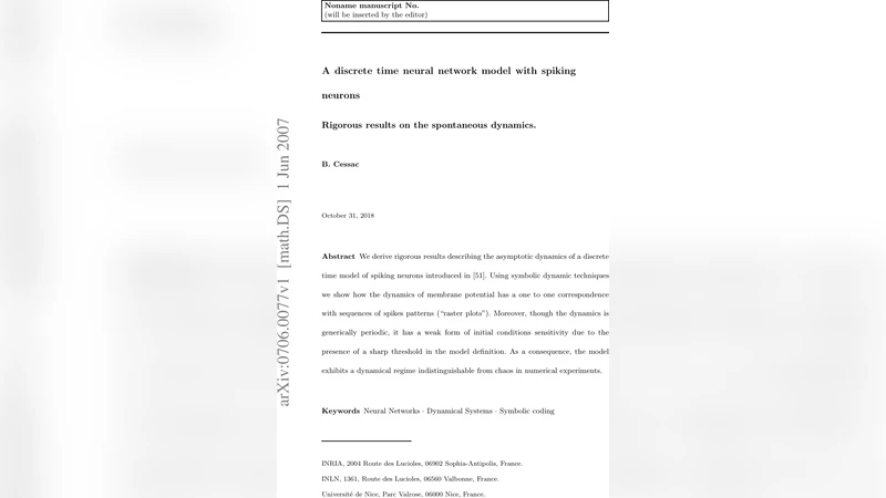 이산시간 스파이킹 뉴런 네트워크의 자발적 동역학