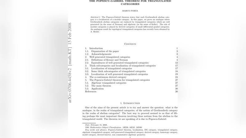 삼각형 범주에서의 Popescu Gabriel 정리