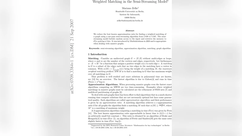 반정밀 스트리밍 모델에서 가중 매칭의 근사비 개선