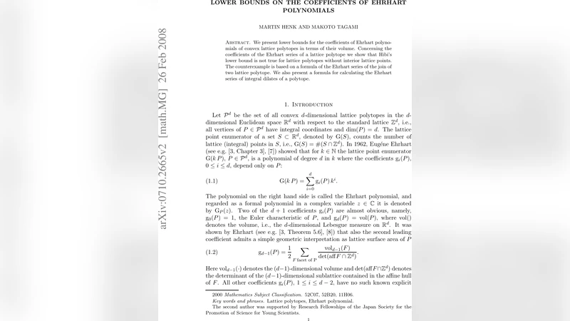 Ehrhart 다항식 계수의 하한