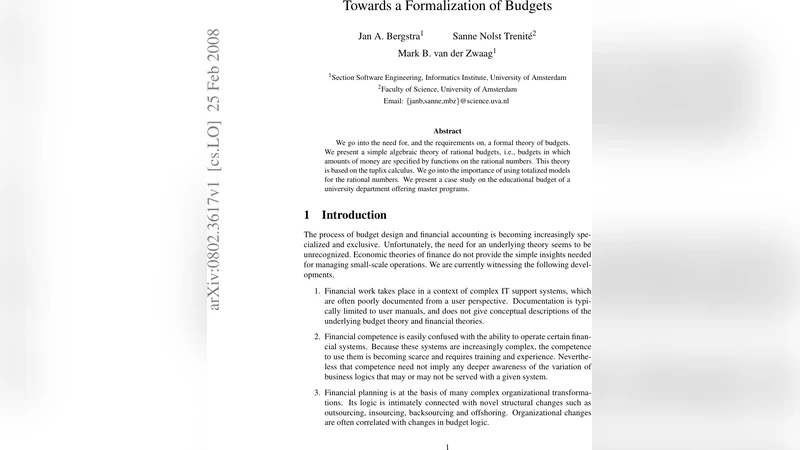 예산 형식화의 새로운 접근