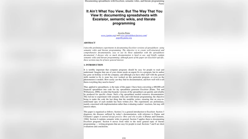 스프레드시트 문서화, 보는 방식이 답이다