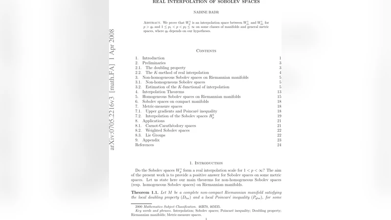 소볼레프 공간의 실보간 정리