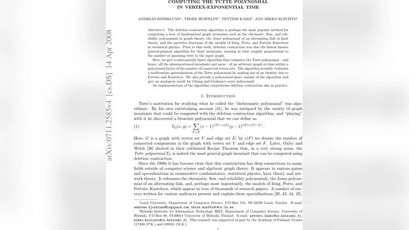 정점 지수 시간으로 튜트 다항식 계산하기