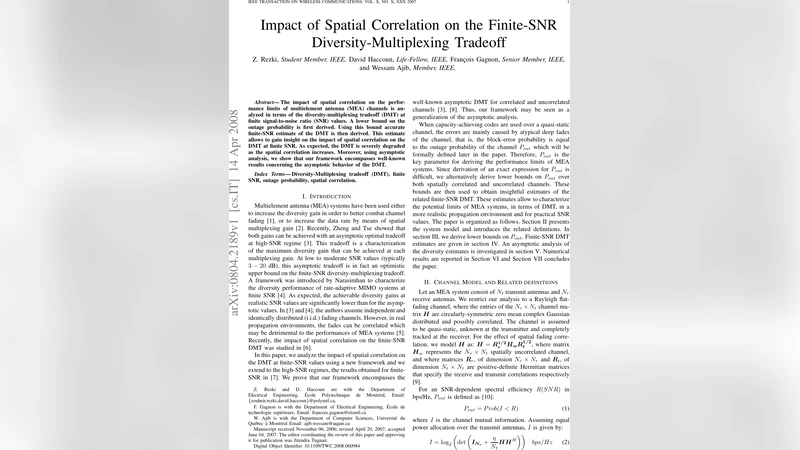 공간 상관이 유한 SNR에서의 다양성‑다중화 트레이드오프에 미치는 영향