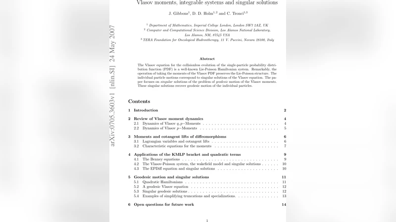 블라소프 모멘트와 적분가능계 및 특이해