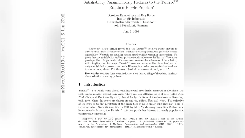 타트릭스 회전 퍼즐의 만족도 파라시머니 감소와 고유성 복잡도