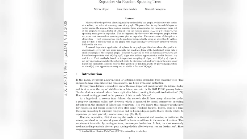 무작위 스패닝 트리 두 개로 만든 고효율 확장자 그래프
