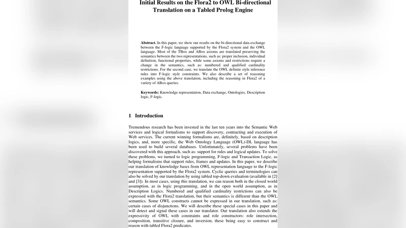 F logic과 OWL 양방향 변환 초기 결과
