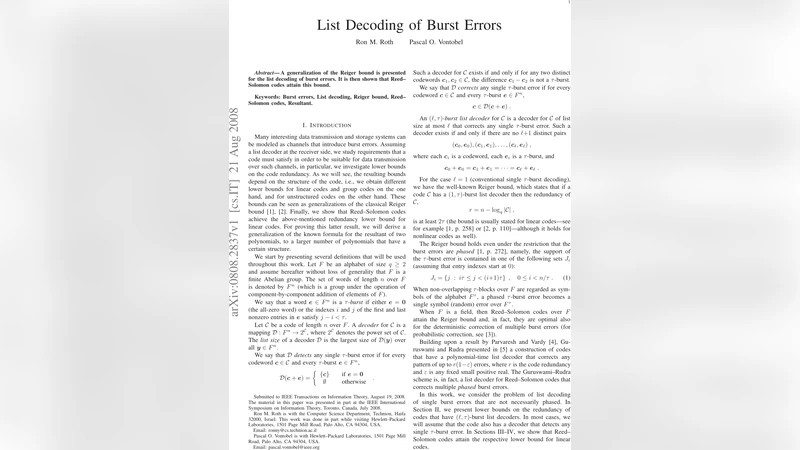 버스트 오류 리스트 디코딩의 한계와 레드솔로몬 코드