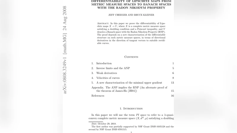 측정공간에서 RNP를 갖는 Banach 공간으로의 Lipschitz 사상 미분가능성