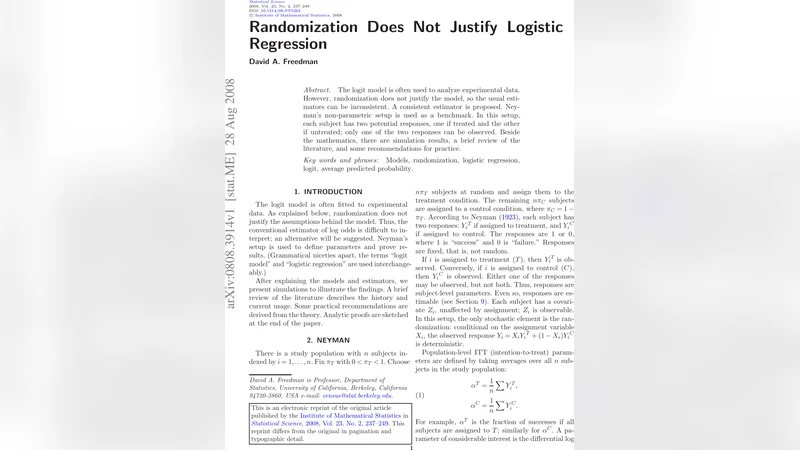 무작위 배정이 로지스틱 회귀를 정당화하지 않는다