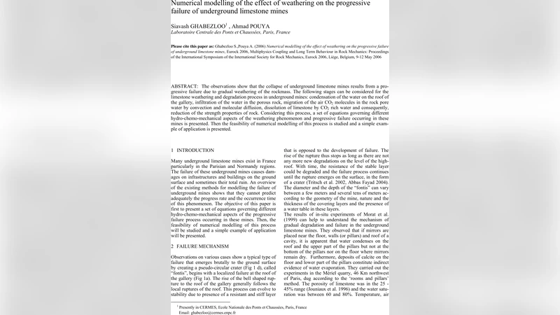 지하 석회암 광산의 풍화·퇴화 연쇄 파괴 수치모델링