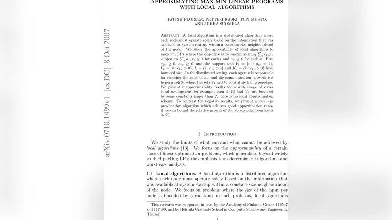 지역 알고리즘으로 최대‑최소 선형계획 근사하기