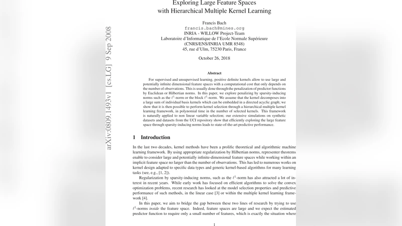 계층적 다중 커널 학습을 통한 대규모 특징 공간 탐색