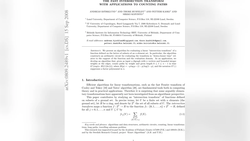 빠른 교집합 변환과 경로 카운팅 혁신