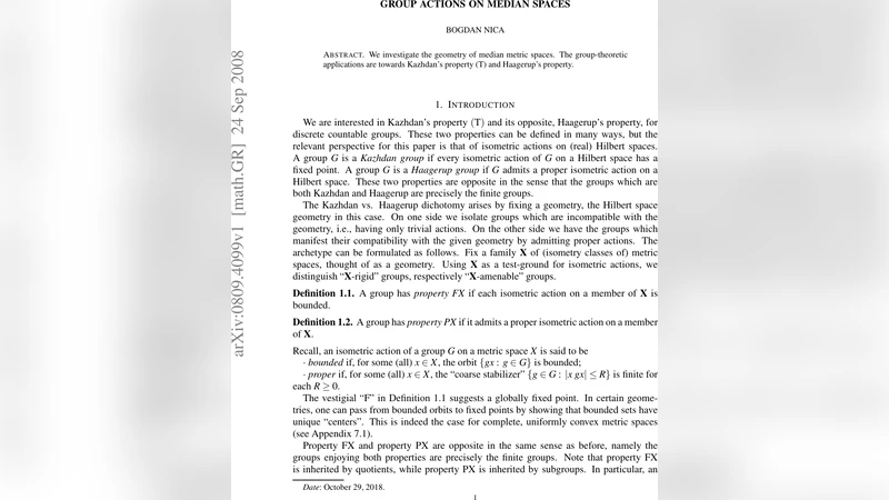 중간값 공간 위의 군 작용