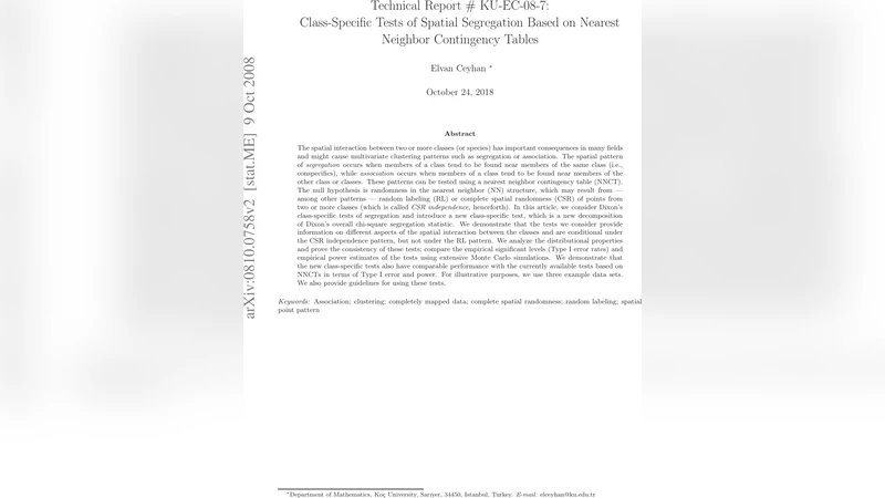 최근접 이웃 표에 기반한 클래스별 공간 분리 검정