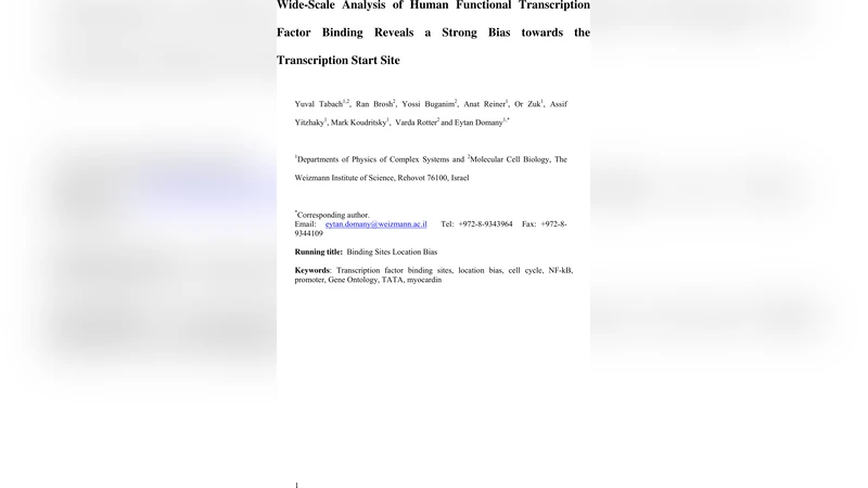 인간 전사인자 결합 부위 전반적 분석 전사 시작점 편향