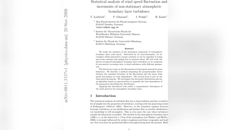 대기 경계층 풍속 변동과 증분의 비정상성 통계 분석