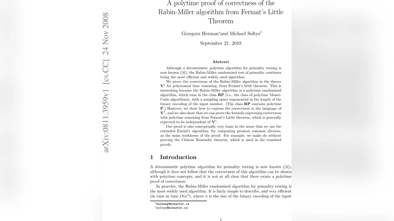 라빈밀러 알고리즘 정당성 폴리타임 이론 V1 증명