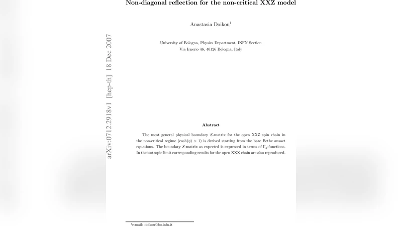 비임계 XXZ 모델의 비대각 반사 행렬