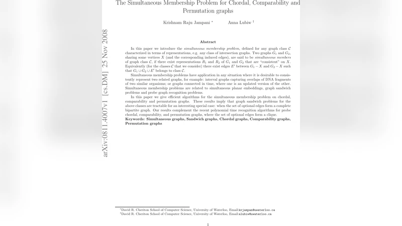 동시 멤버십 문제: 코다르·비교가능·순열 그래프의 효율적 해결법