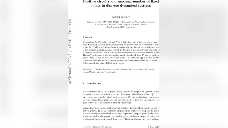 양성 회로와 이산 동역학 시스템의 고정점 상한