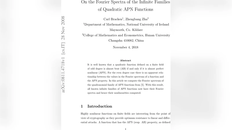 무한대의 2차 APN 함수들의 푸리에 스펙트럼 완전 분석