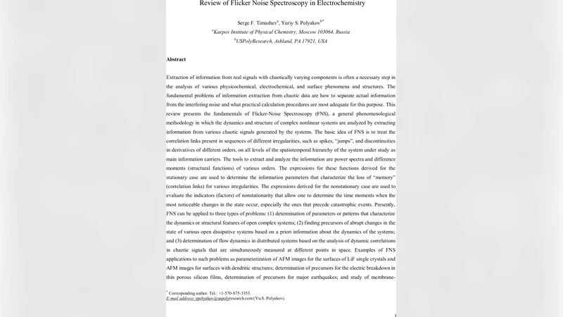 플리커 노이즈 분광법을 활용한 전기화학 복합 시스템 분석