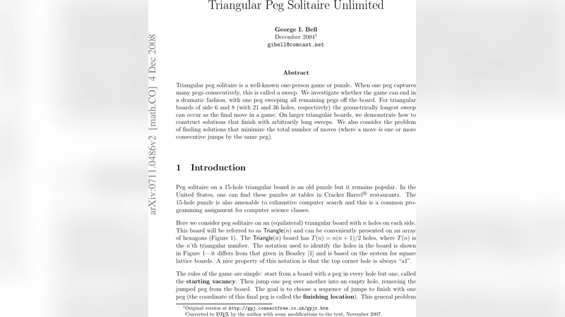 삼각형 펙 솔리테어 무한 스윕