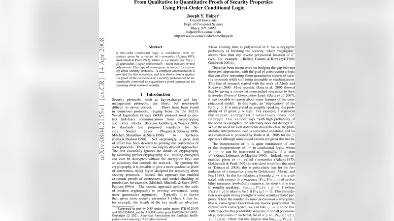 보안 프로토콜 검증을 위한 1차 조건 논리의 정량적 전환