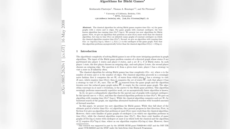 부치 게임을 위한 새로운 알고리즘