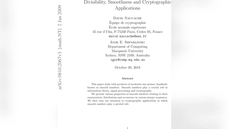 스무스수와 암호학 나눗셈 평활성 이론과 응용