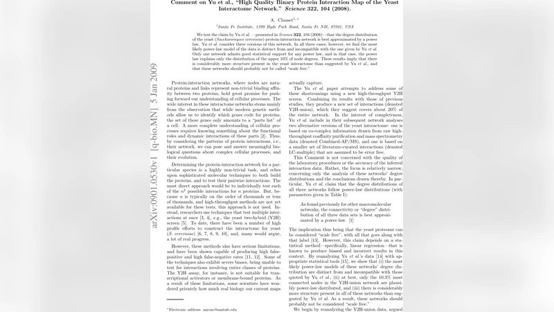 효소 상호작용 네트워크의 파워 로우 검증: 유이 등 연구 재평가