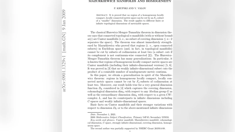 동질성 공간에서의 마주르키에비치 다양체와 차원 절단 불가능성