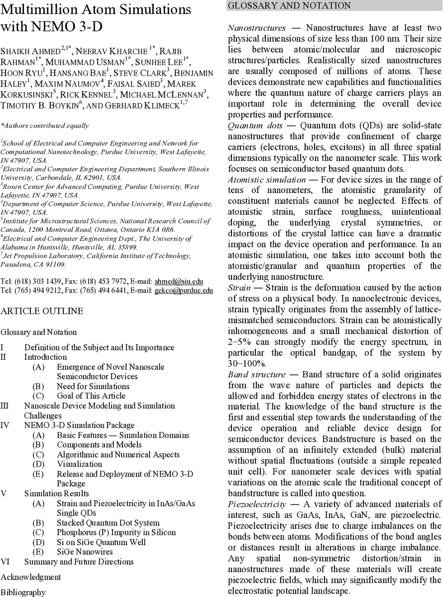 멀티밀리언 원자 시뮬레이션을 가능하게 하는 NEMO 3D