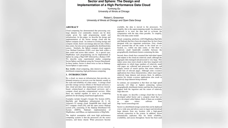 Sector와 Sphere: 대규모 분산 데이터의 저장·처리를 간소화