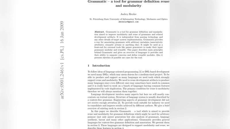 문법 정의 재사용과 모듈성을 위한 Grammatic 도구