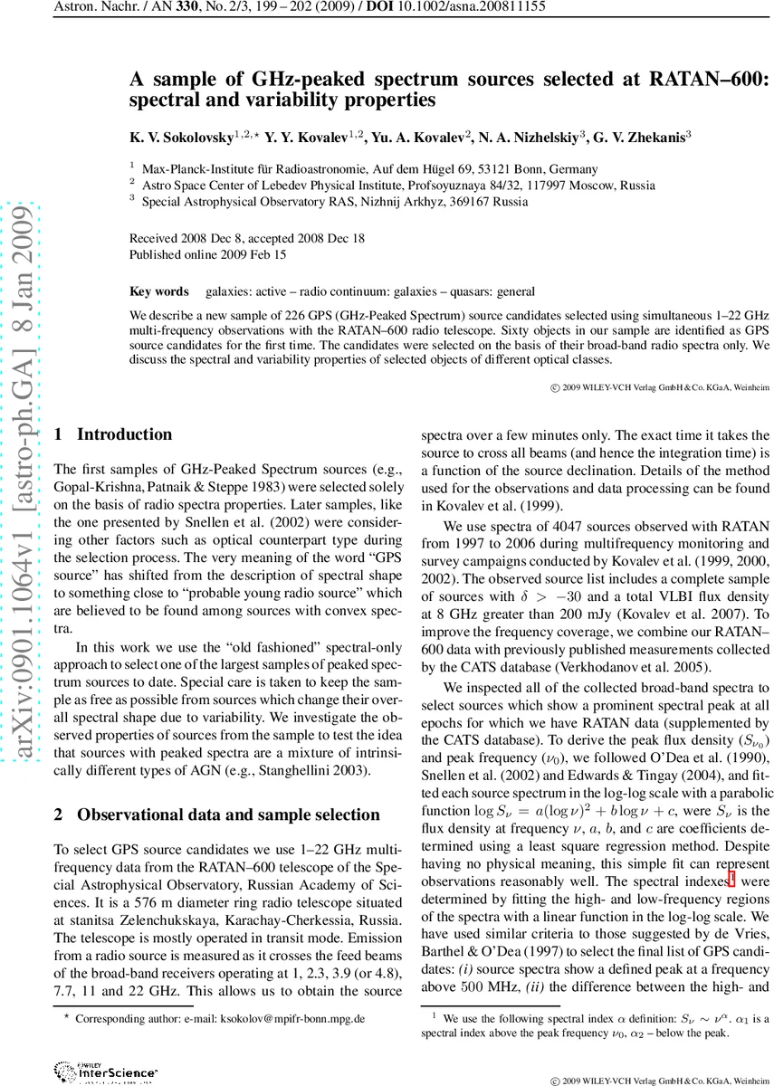 RATAN 600으로 찾은 새로운 GHz 피크 스펙트럼 소스 226개