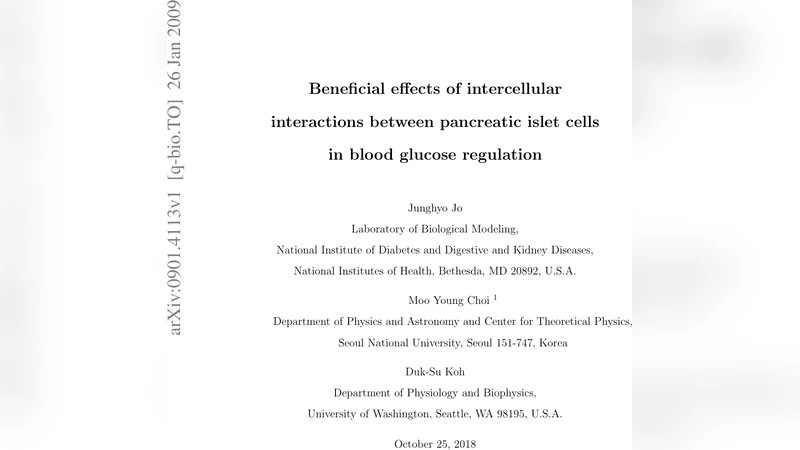 췌장섬 세포 간 상호작용이 혈당 조절에 미치는 이점