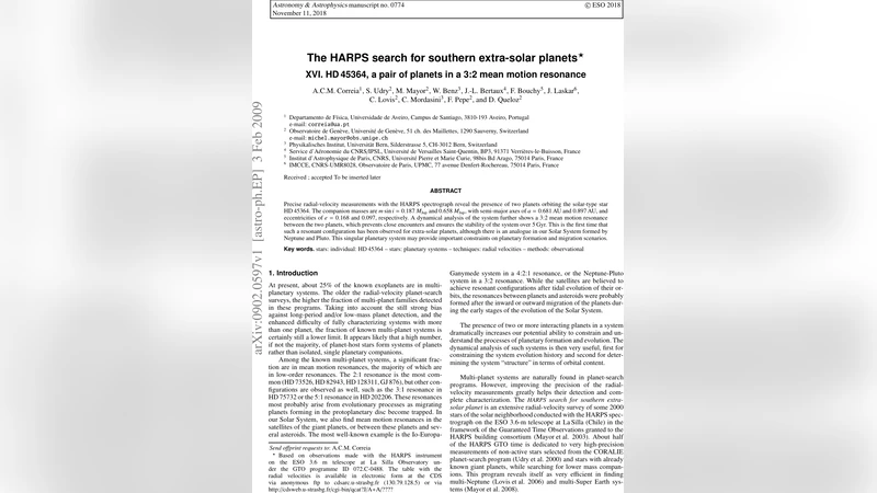 HD45364 행성쌍, 3:2 평균운동공명 최초 발견