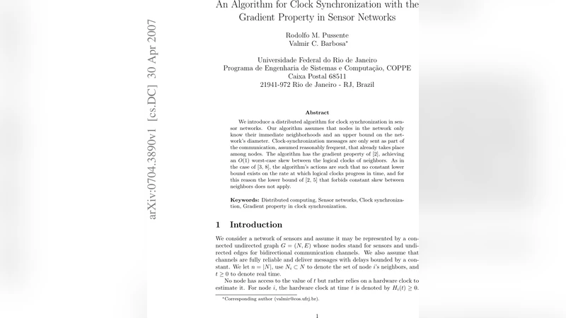 센서 네트워크를 위한 그래디언트 특성 시계 동기화 알고리즘
