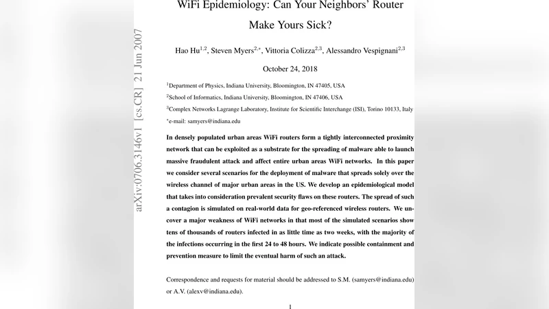 와이파이 전염병: 이웃 라우터가 당신을 감염시킬 수 있다