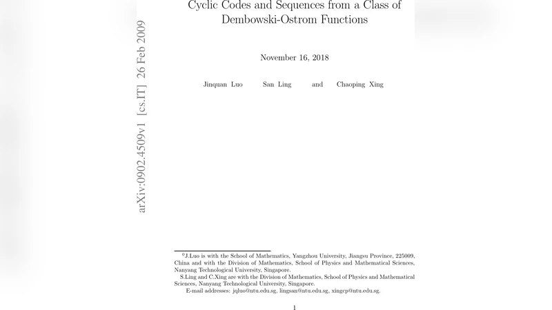 Dembowski‑Ostrom 함수 기반 순환코드와 m‑시퀀스 상관분포 연구