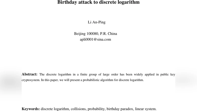 생일 공격 기반 이산 로그 알고리즘
