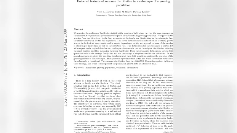 성씨 분포의 보편적 특성: 성장 인구 하위표본 분석