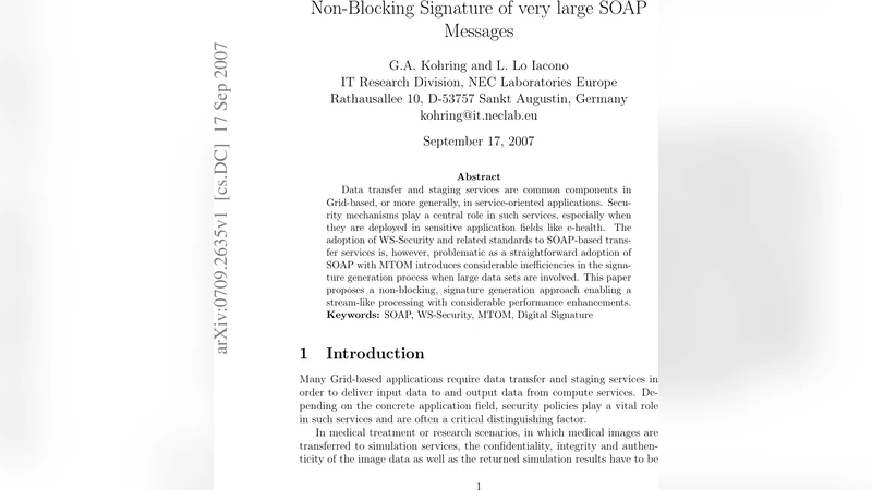 대용량 SOAP 메시지의 논블로킹 서명 기법